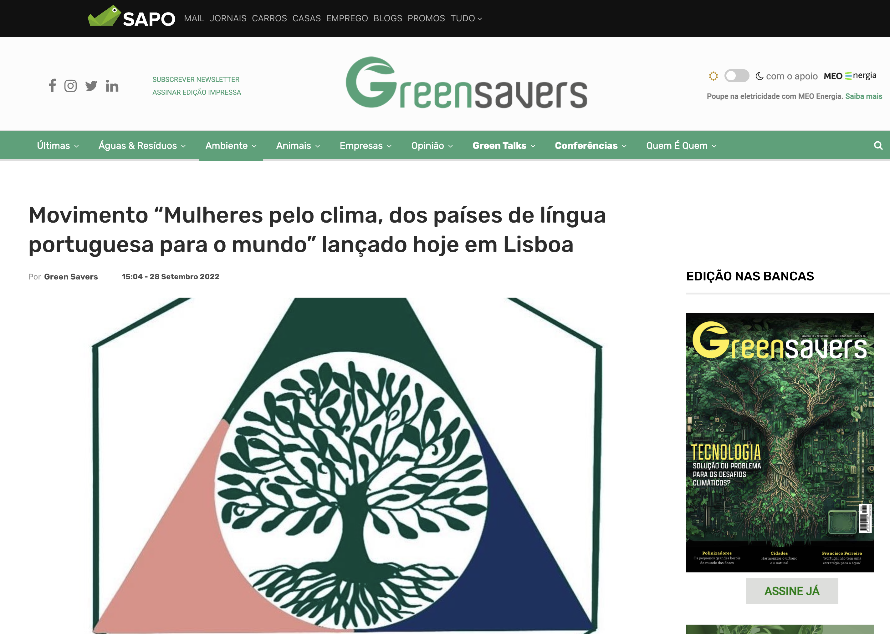 Movimento Mulheres pelo clima, dos países de língua portuguesa para o mundo lançado hoje em Lisboa